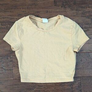 TNA Cropped Yellow T-Shirt Top XXS 2XS